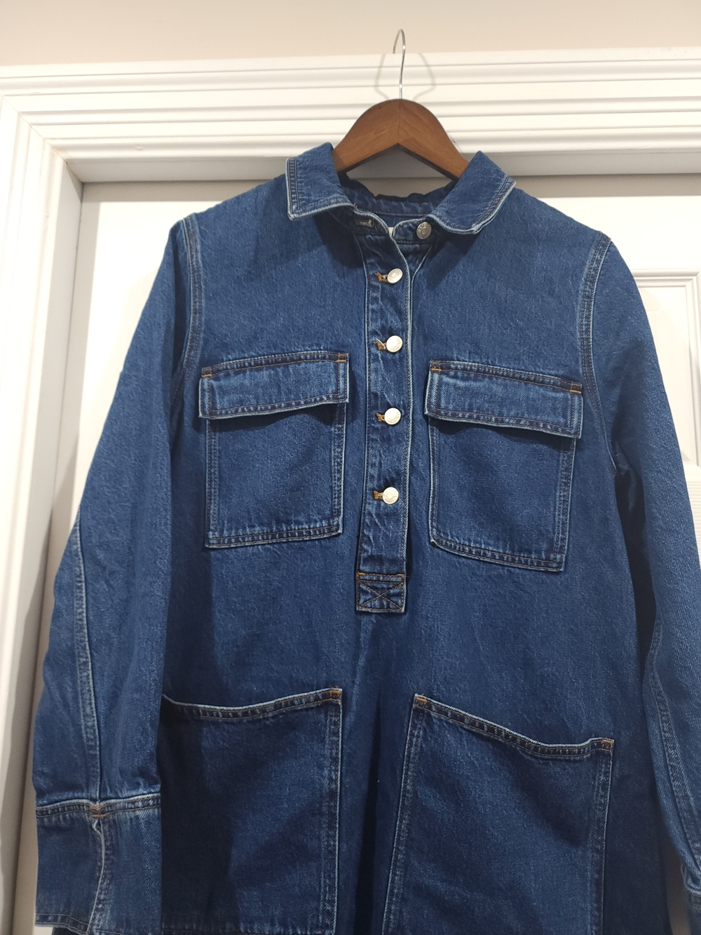Madewell Blue Denim Button-Front Jacket Dress - Picture 6 of 8